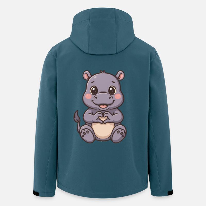 Süßes Nilpferd mit Herzhänden - Recycelte Männer Softshell-Jacke von Stanley/Stella - Dunkles Petrol