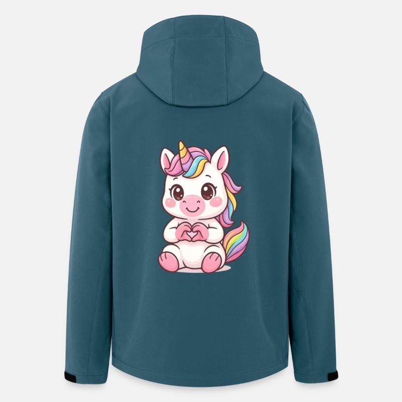 Süßes Einhorn mit Herzhänden - Recycelte Männer Softshell-Jacke von Stanley/Stella - Dunkles Petrol
