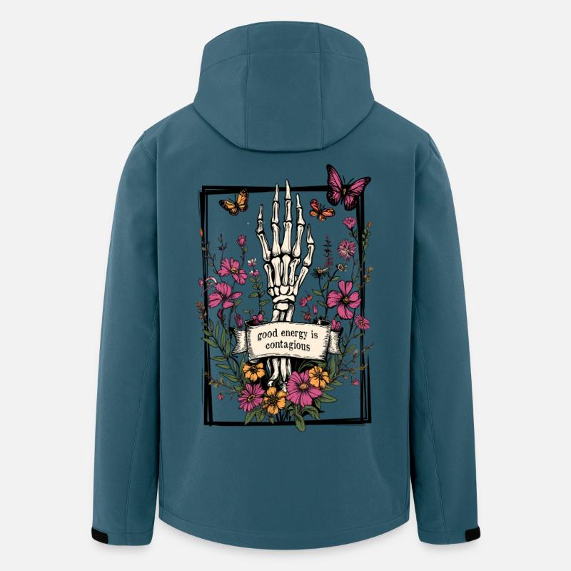 Skelett Blumen Schmetterlinge - Recycelte Männer Softshell-Jacke von Stanley/Stella - Dunkles Petrol