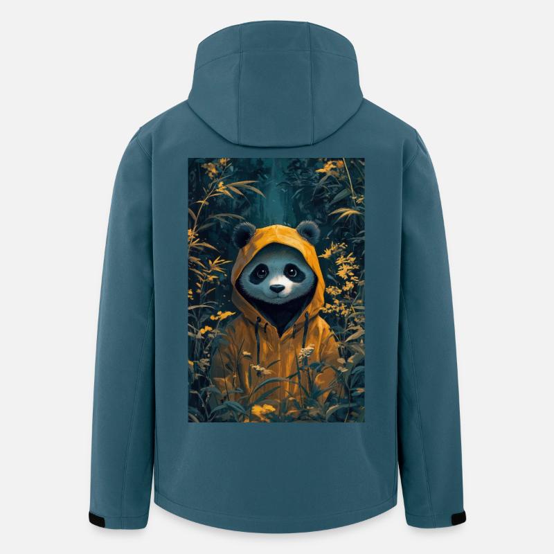 Illustration eines humanoiden Pandas - Recycelte Männer Softshell-Jacke von Stanley/Stella - Dunkles Petrol