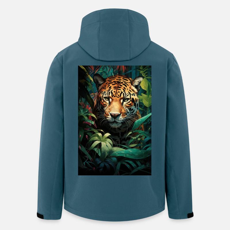 Illustration eines Jaguars - Recycelte Männer Softshell-Jacke von Stanley/Stella - Dunkles Petrol