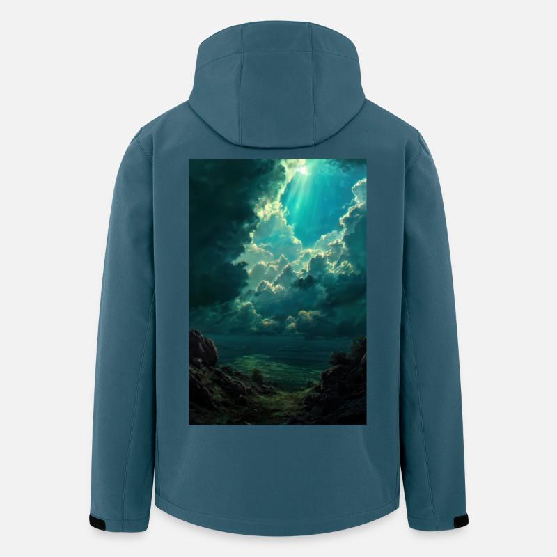 Illustration einer Naturlandschaft - Recycelte Männer Softshell-Jacke von Stanley/Stella - Dunkles Petrol