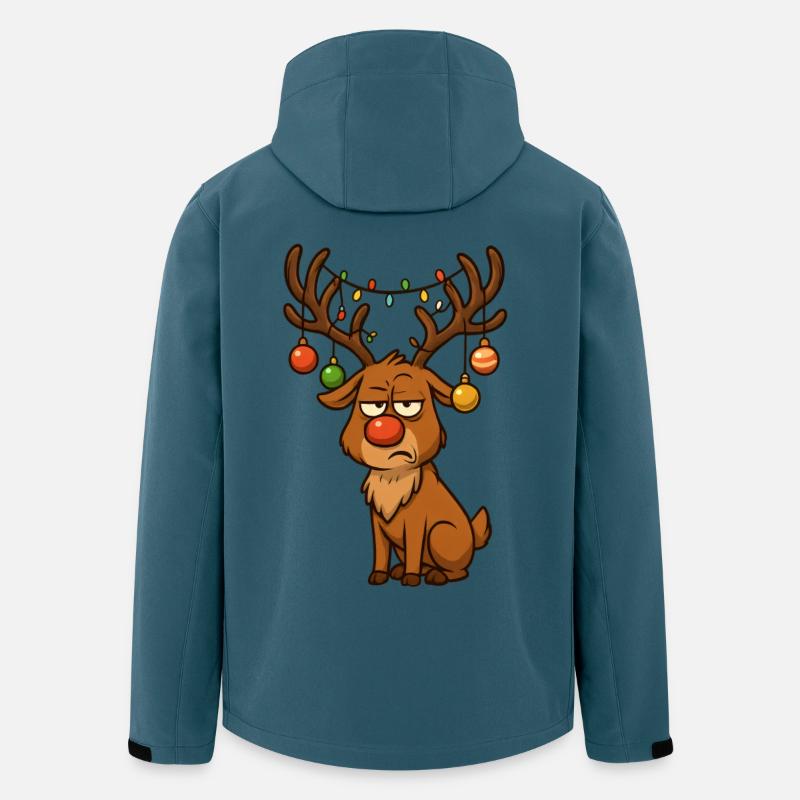 Rudolph Rentier mit Weihnachts schmuck - Recycelte Männer Softshell-Jacke von Stanley/Stella - Dunkles Petrol