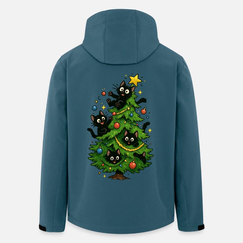 Sapin de Noël Chats Noël - Veste softshell homme en polyester recyclé Stanley/Stella - bleu pétrole foncé