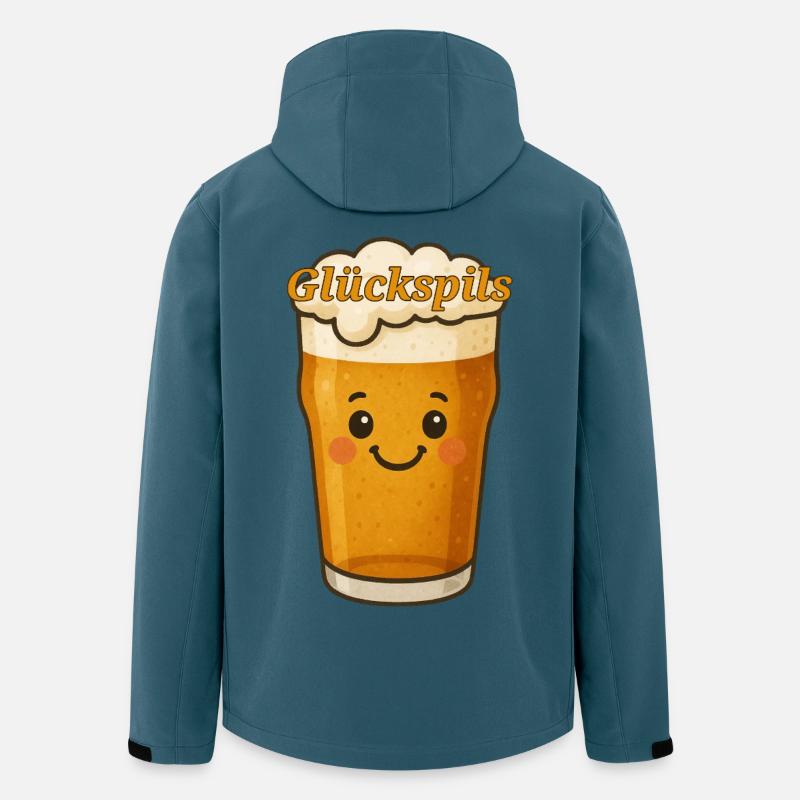 Happy Beer – Cute "Glückspils" Cartoon Design - Men’s Recycled Softshell Jacket by Stanley/Stella - stargazer