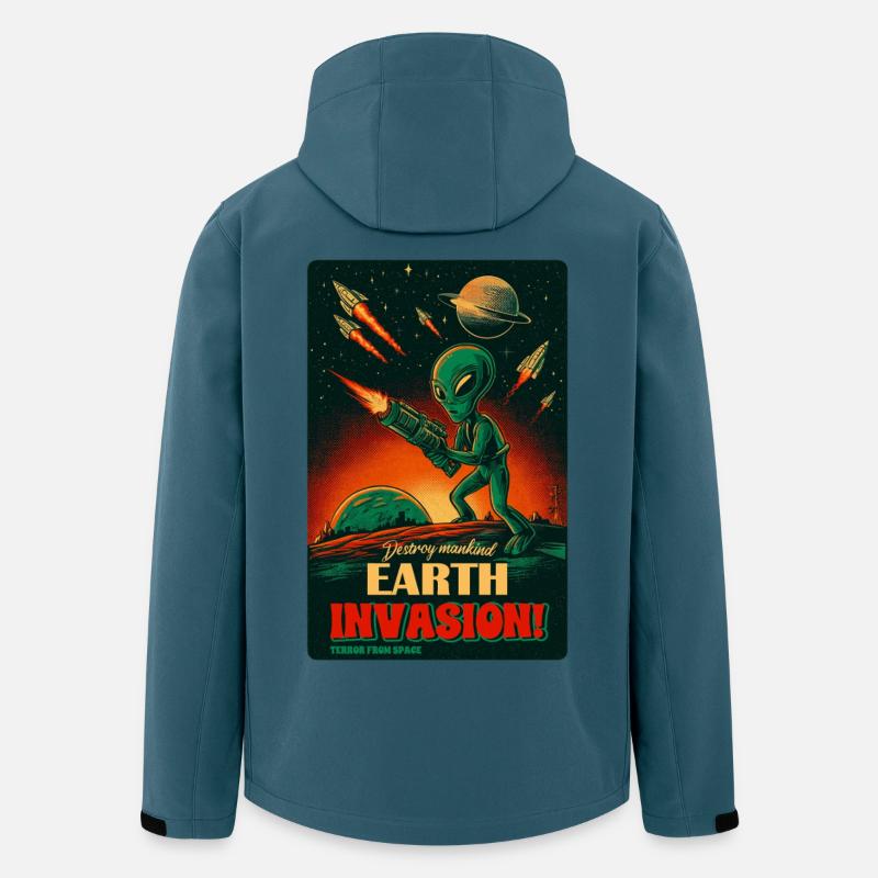 Alienischer ErdInvasion RetroPoster - Recycelte Männer Softshell-Jacke von Stanley/Stella - Dunkles Petrol