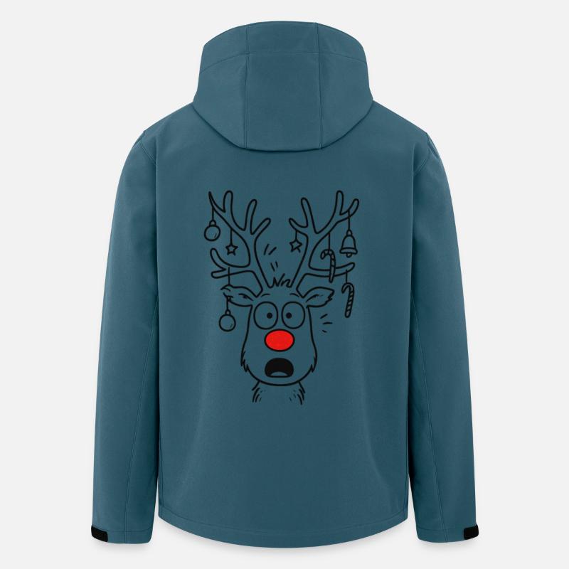 Cerf Rudolph Joyeux Noël doux - Veste softshell homme en polyester recyclé Stanley/Stella - bleu pétrole foncé
