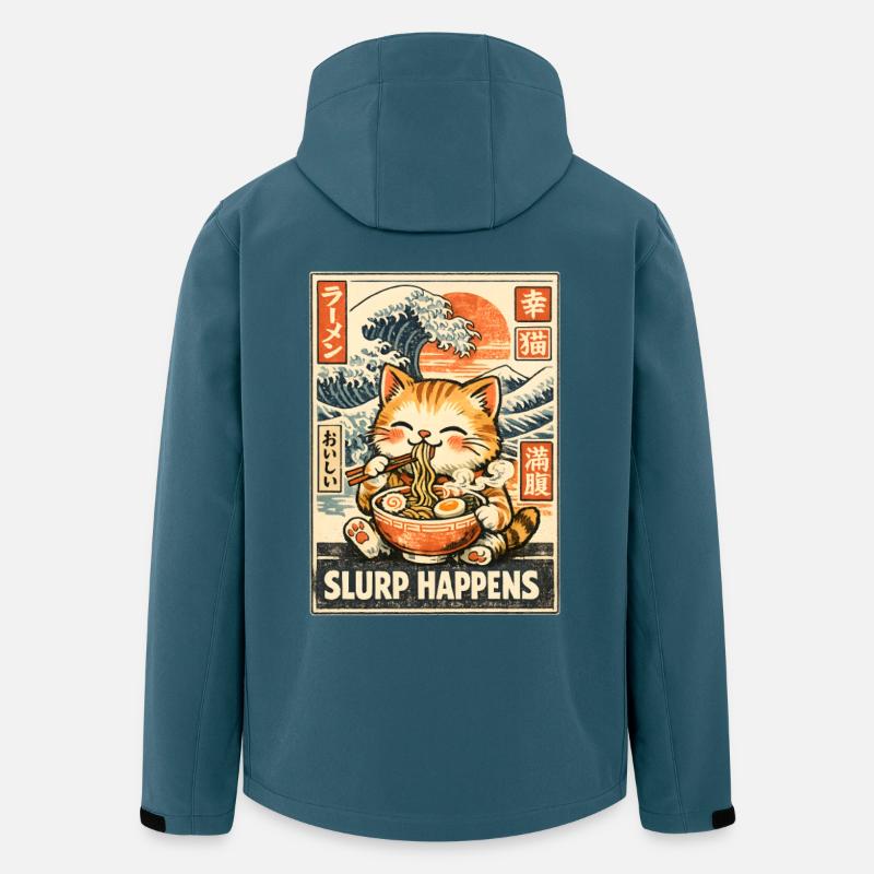 Ramen Katze - Recycelte Männer Softshell-Jacke von Stanley/Stella - Dunkles Petrol