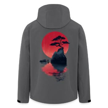 Red Zen Sunset Island - Men’s Recycled Softshell Jacket by Stanley/Stella - stargazer - Back - AI Model Male 185 light (185cm)