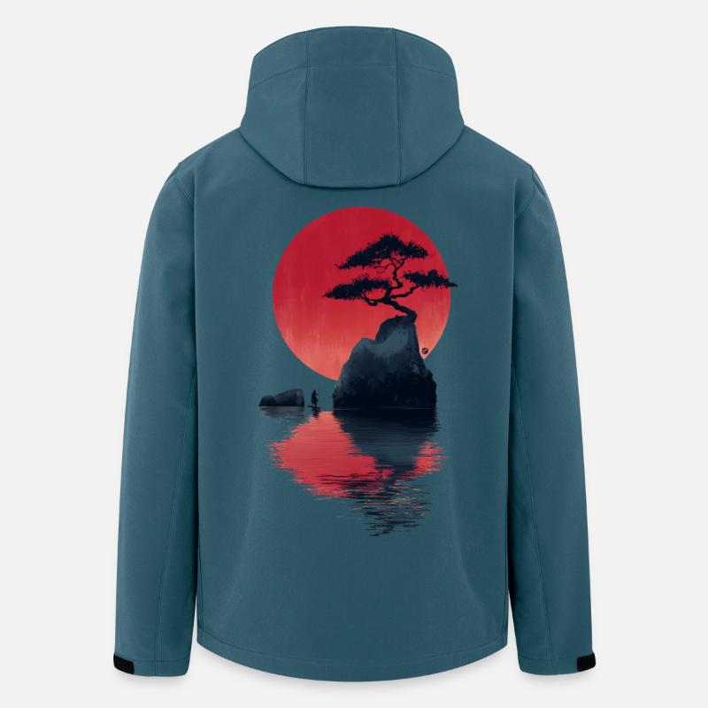 Roter Zen Sonnenuntergang Insel - Recycelte Männer Softshell-Jacke von Stanley/Stella - Dunkles Petrol