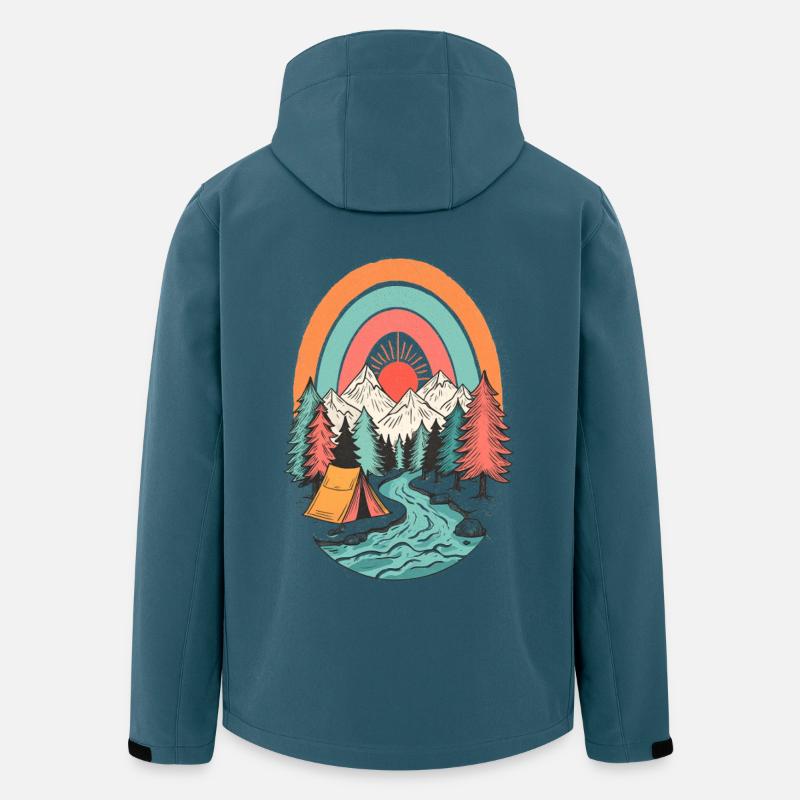 Berglandschaft Camping im Sonnenbogen - Recycelte Männer Softshell-Jacke von Stanley/Stella - Dunkles Petrol