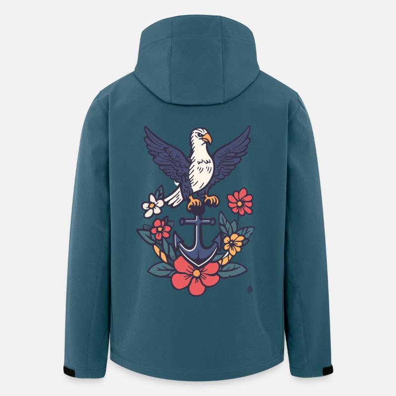 Anker mit Albatros und Blütenkranz - Recycelte Männer Softshell-Jacke von Stanley/Stella - Dunkles Petrol