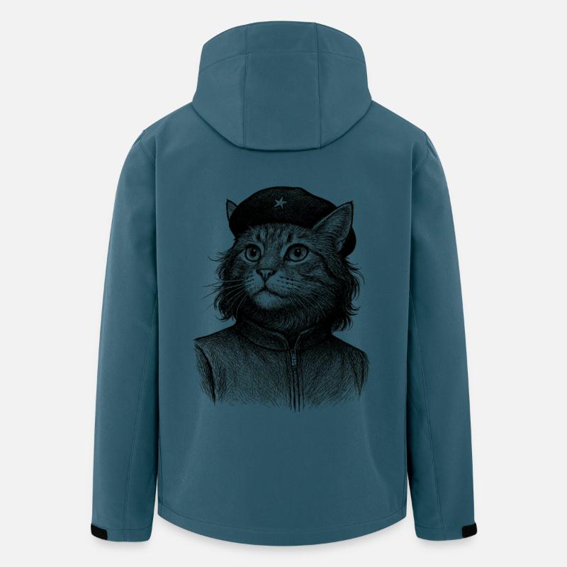 Katze mit Baskenmütze - Recycelte Männer Softshell-Jacke Discoverer von Stanley/Stella - Dunkles Petrol