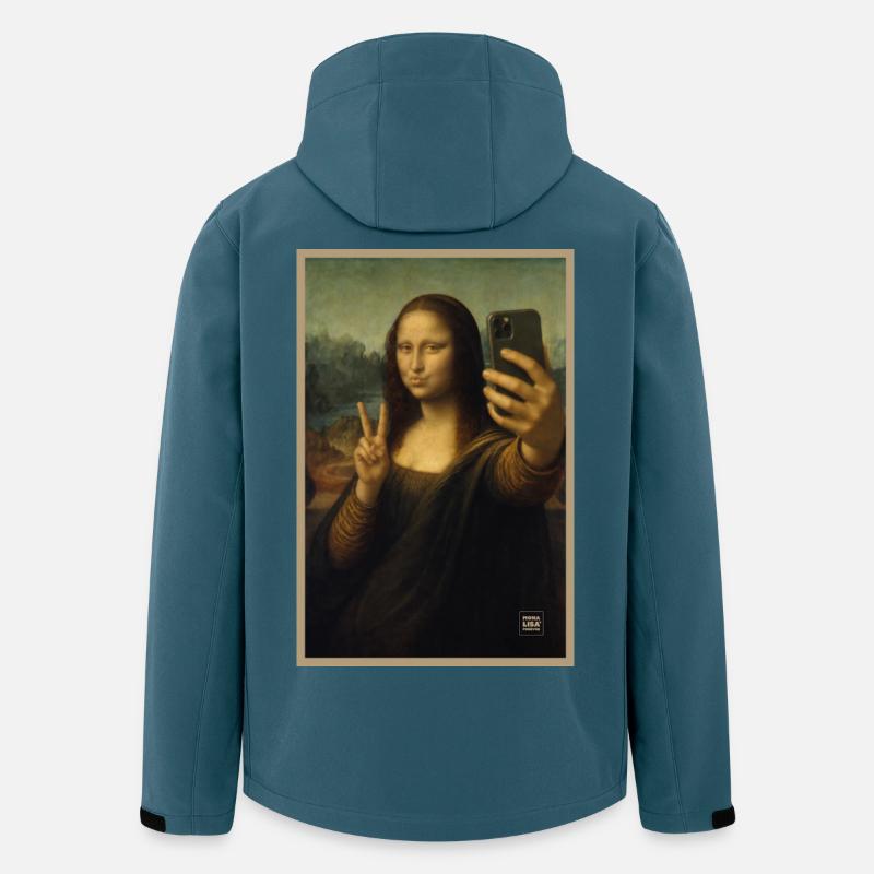 Selfie Mona Lisa Porträt - Recycelte Männer Softshell-Jacke von Stanley/Stella - Dunkles Petrol