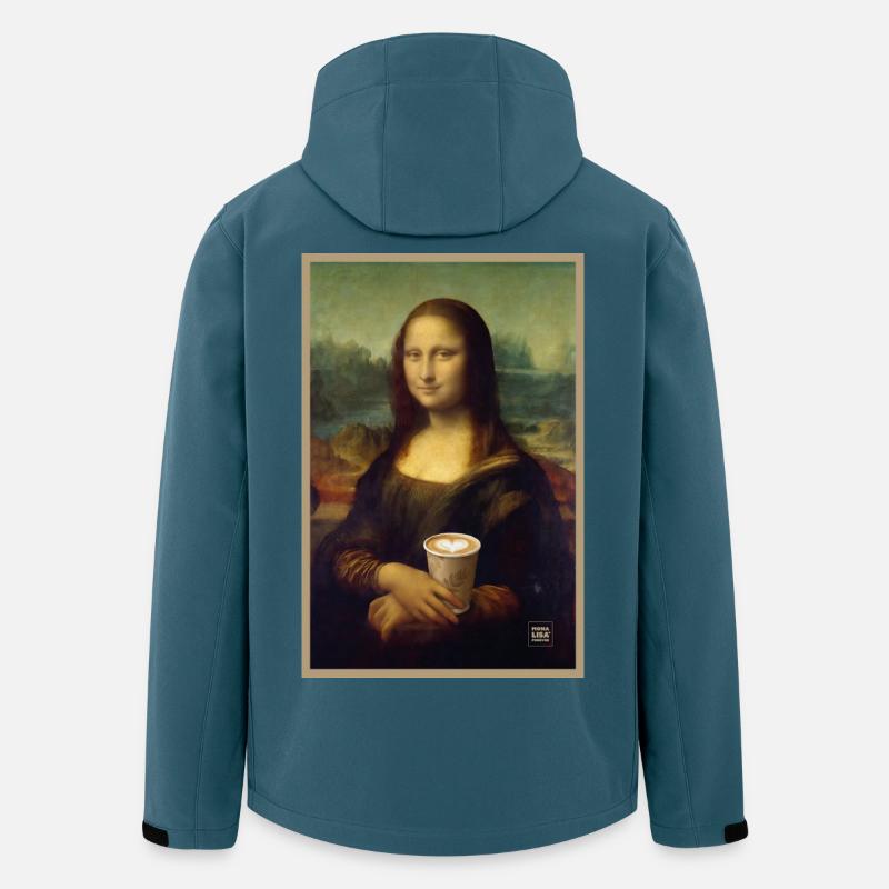 Mona Lisa Latte Porträt - Recycelte Männer Softshell-Jacke von Stanley/Stella - Dunkles Petrol