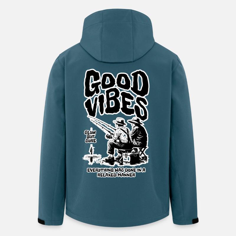 Pêche : Ondes positives - Veste softshell homme en polyester recyclé Stanley/Stella - bleu pétrole foncé