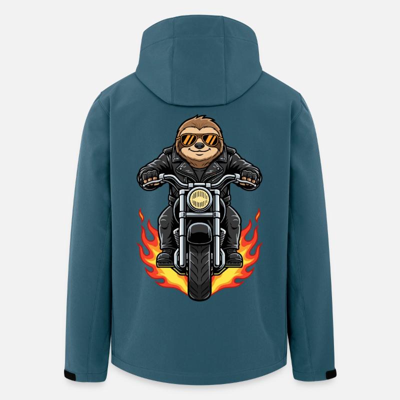 Cool Biker Sloth Motorcycle Flames - Men’s Recycled Softshell Jacket by Stanley/Stella - stargazer