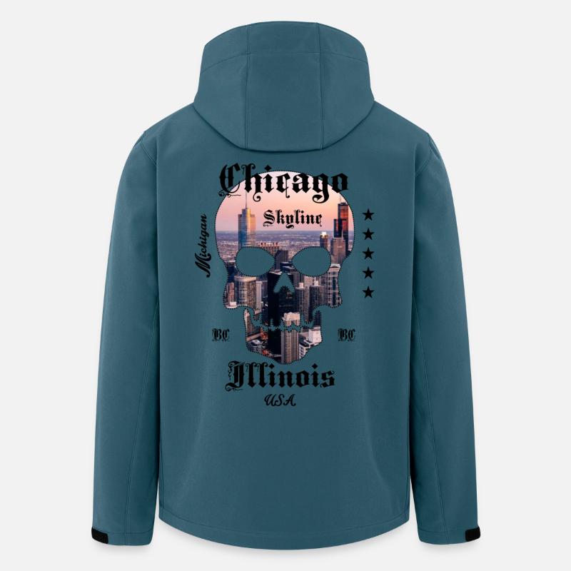 Chicago Skyline Skull - Recycelte Männer Softshell-Jacke von Stanley/Stella - Dunkles Petrol