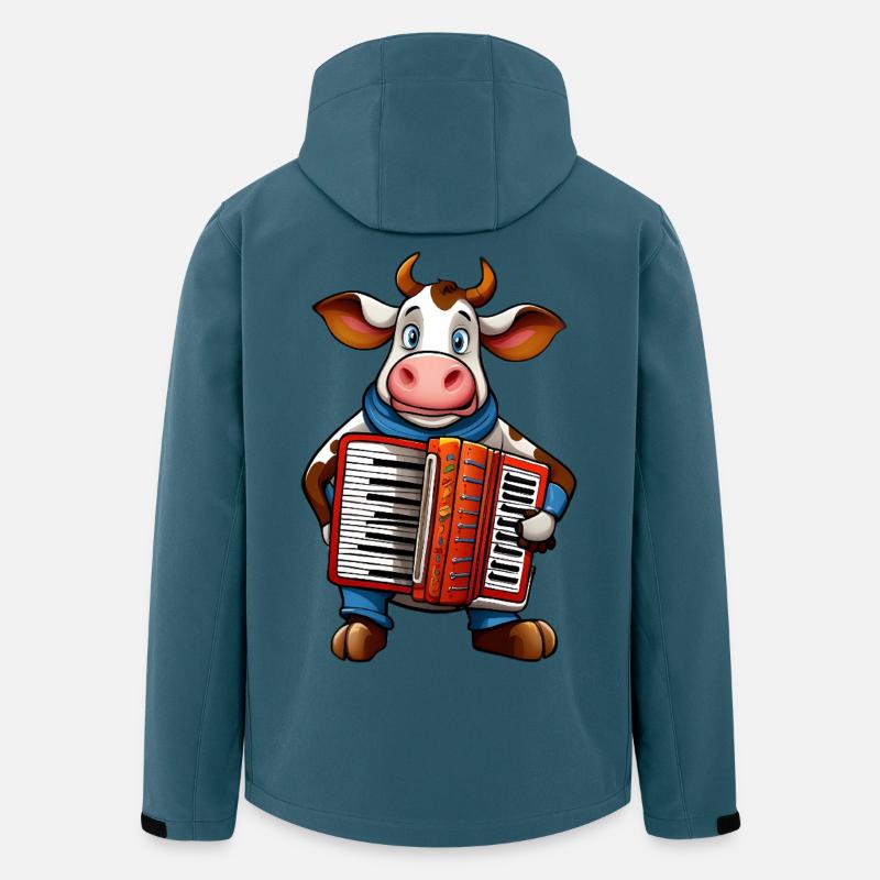 Vache avec accordéon - Veste softshell homme en polyester recyclé Stanley/Stella - bleu pétrole foncé
