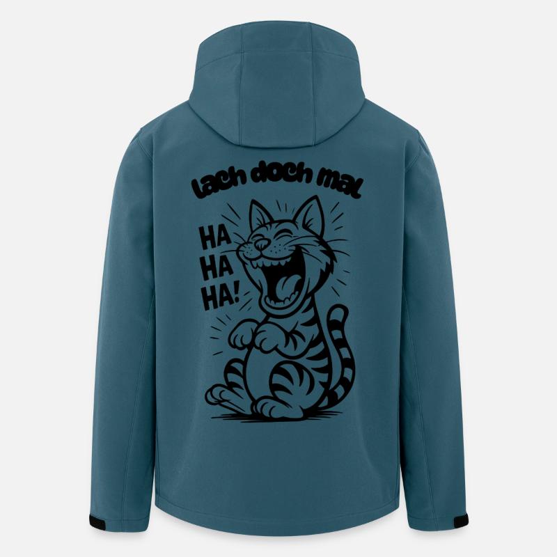 Lustiges Katzen Weihnachtsgeschenk Lach doch mal - Recycelte Männer Softshell-Jacke von Stanley/Stella - Dunkles Petrol