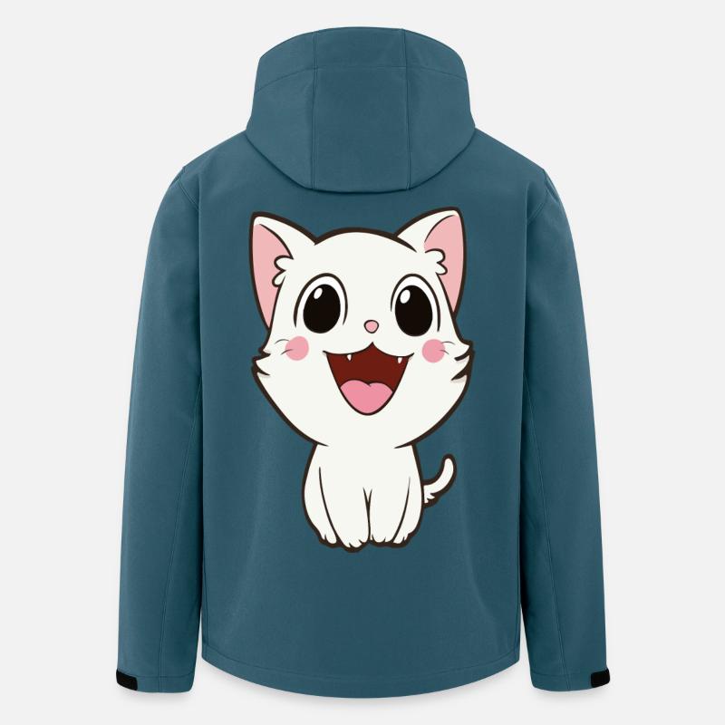 Verspieltes weißes Kätzchen-Maskottchen - Recycelte Männer Softshell-Jacke von Stanley/Stella - Dunkles Petrol