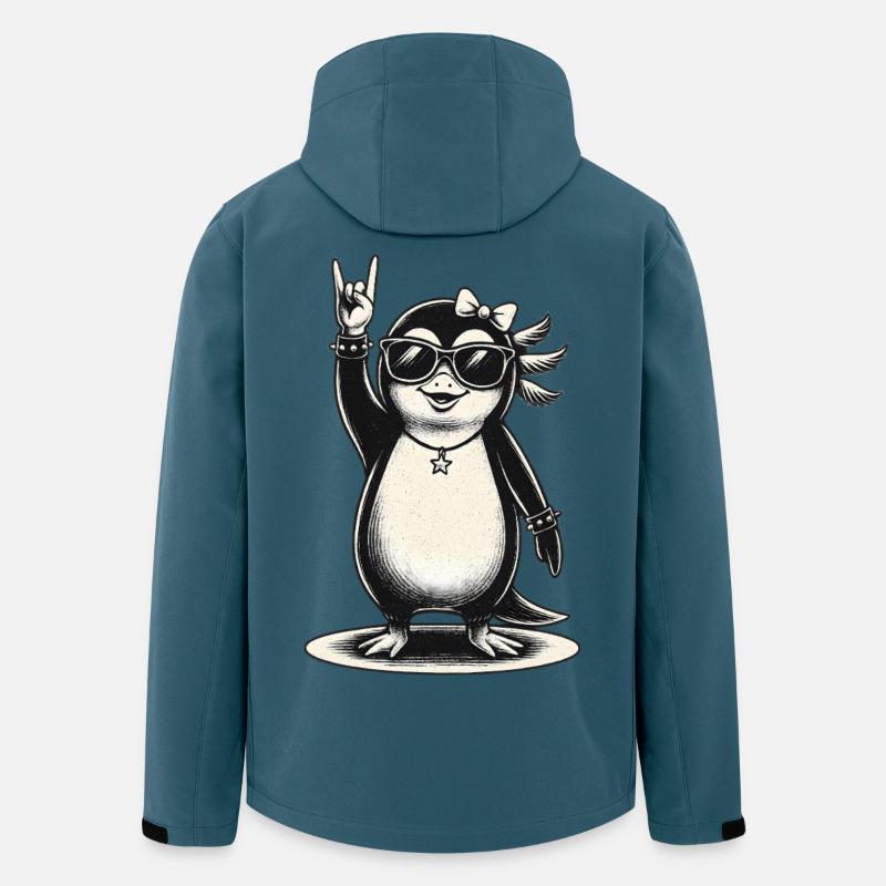 Rockiger Pinguin mit Sonnenbrille - Recycelte Männer Softshell-Jacke von Stanley/Stella - Dunkles Petrol
