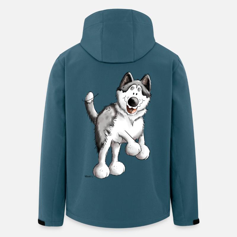 Fröhlicher Husky - Recycelte Männer Softshell-Jacke von Stanley/Stella - Dunkles Petrol