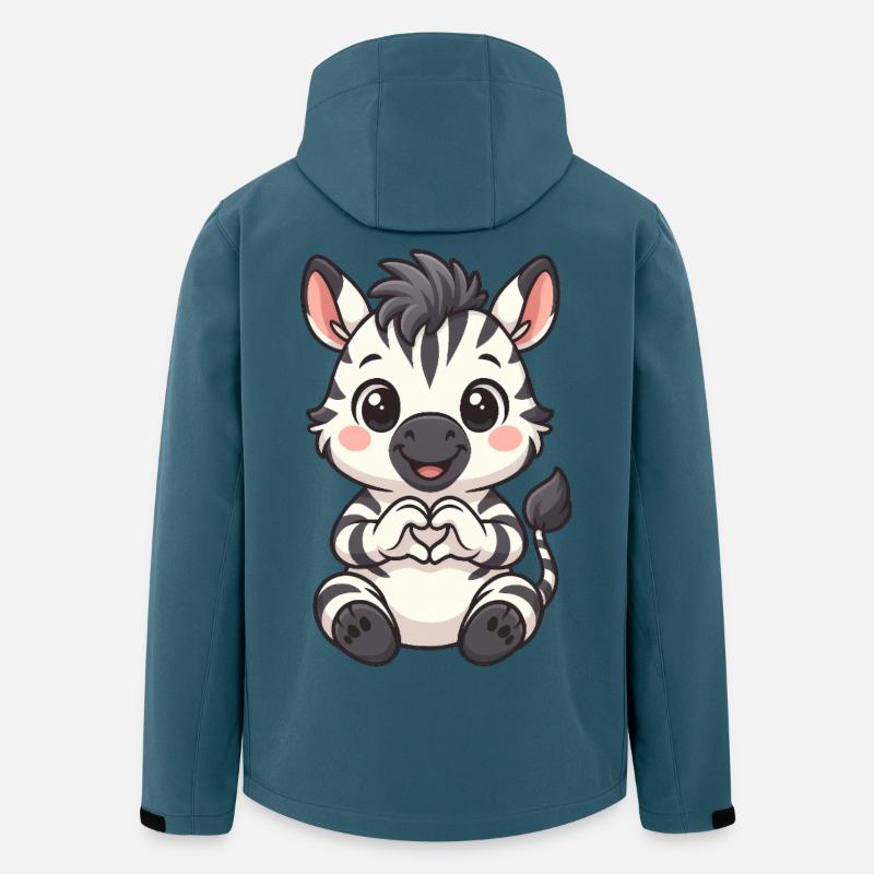 Süßes Zebra mit Herzhänden - Recycelte Männer Softshell-Jacke von Stanley/Stella - Dunkles Petrol