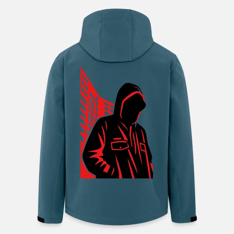 Sweat à capuche Noir City Silhouette - Veste softshell homme en polyester recyclé Stanley/Stella - bleu pétrole foncé