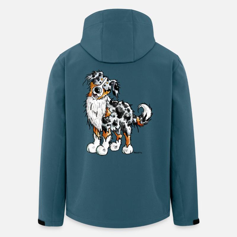 Witziger Australian Shepherd - Recycelte Männer Softshell-Jacke von Stanley/Stella - Dunkles Petrol