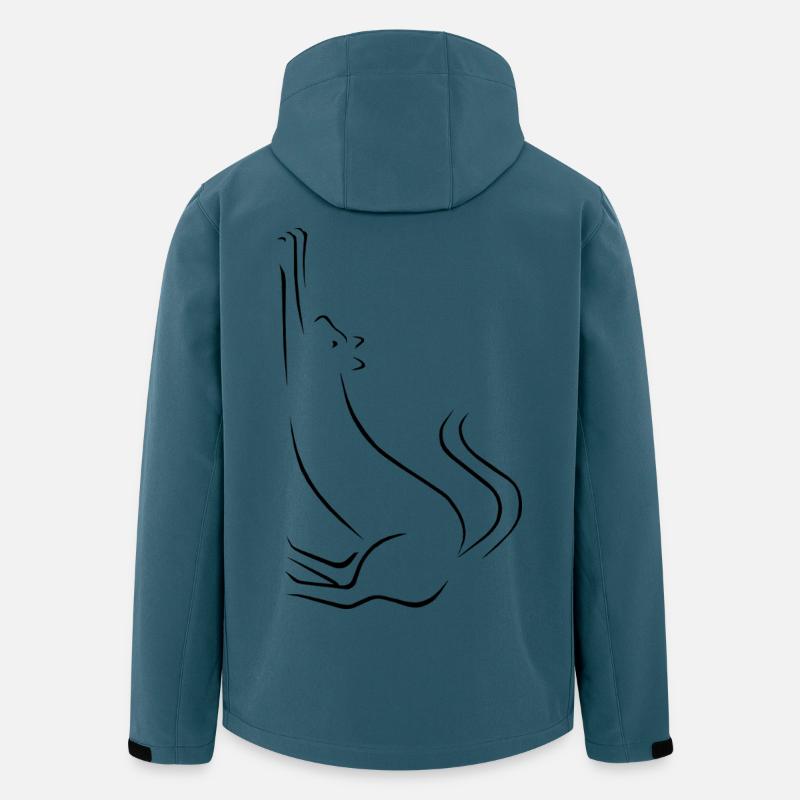 Dessin au trait de chat - Veste softshell homme en polyester recyclé Stanley/Stella - bleu pétrole foncé