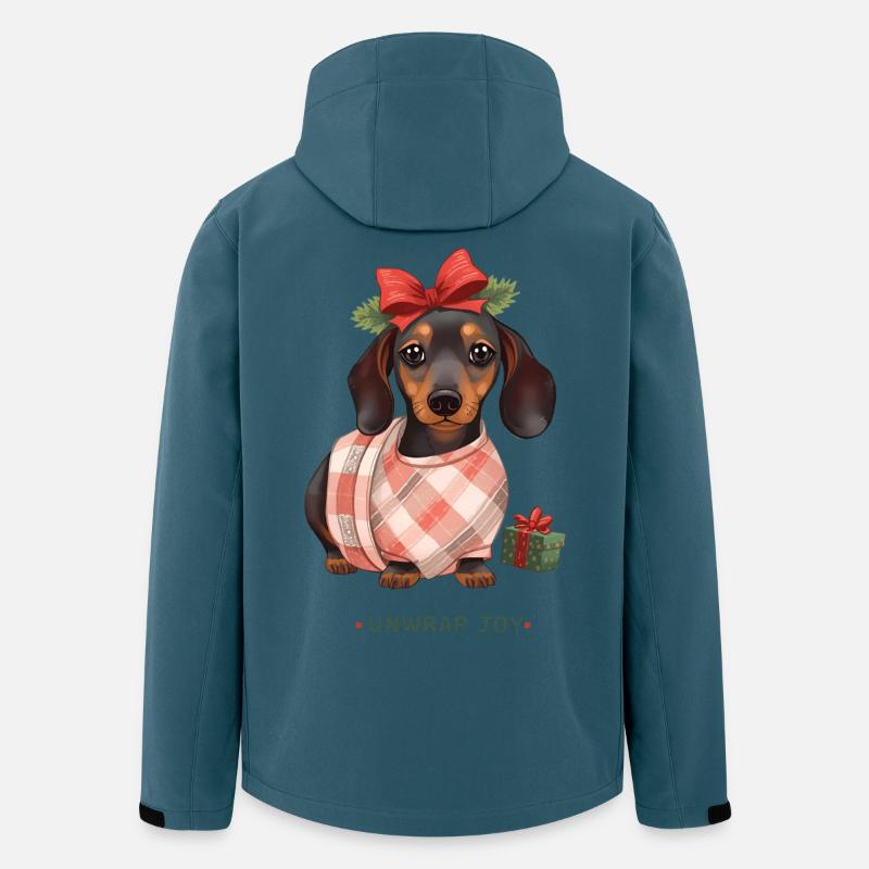 Unwrap joy - Weihnachtlicher Dackel als Geschenk  - Recycelte Männer Softshell-Jacke von Stanley/Stella - Dunkles Petrol