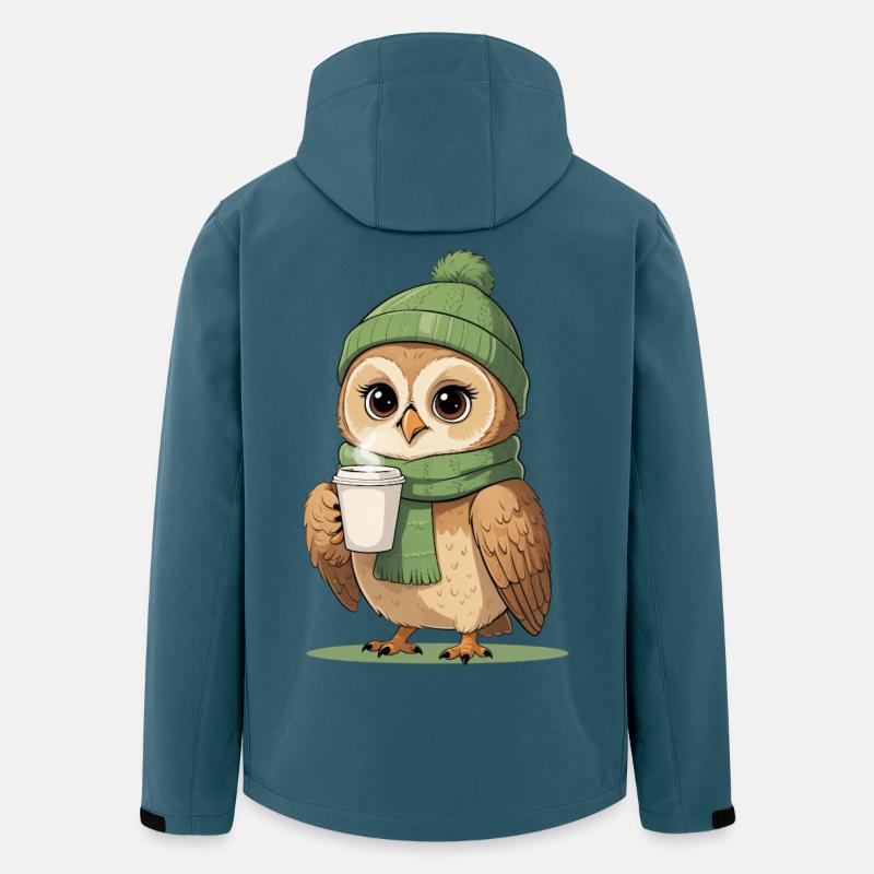 Winterliche Eulenkaffee Pause - Recycelte Männer Softshell-Jacke von Stanley/Stella - Dunkles Petrol