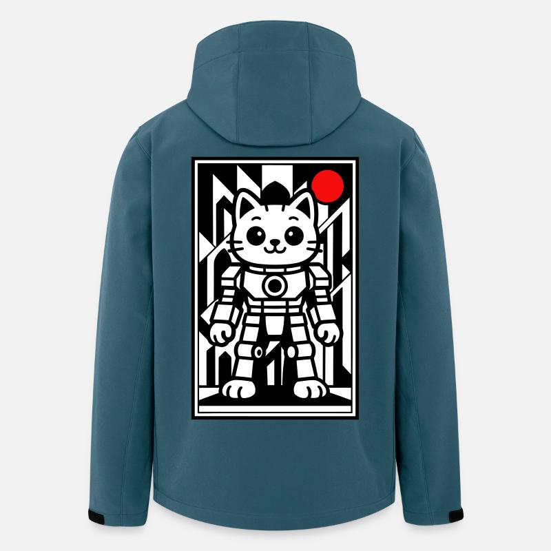 Katzenroboter in Space mit rotem Planeten - Recycelte Männer Softshell-Jacke von Stanley/Stella - Dunkles Petrol