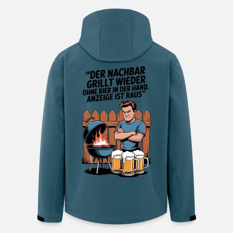 Grillwitz Biermotiv Nachbar Illustration - Recycelte Männer Softshell-Jacke von Stanley/Stella - Dunkles Petrol