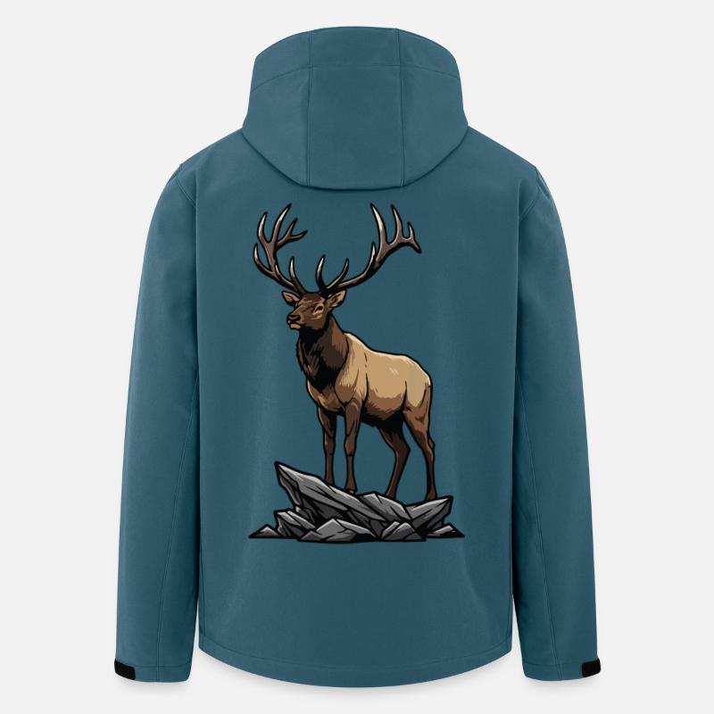 Majestätischer Elch-Elch-Wildnisfelsen - Recycelte Männer Softshell-Jacke von Stanley/Stella - Dunkles Petrol