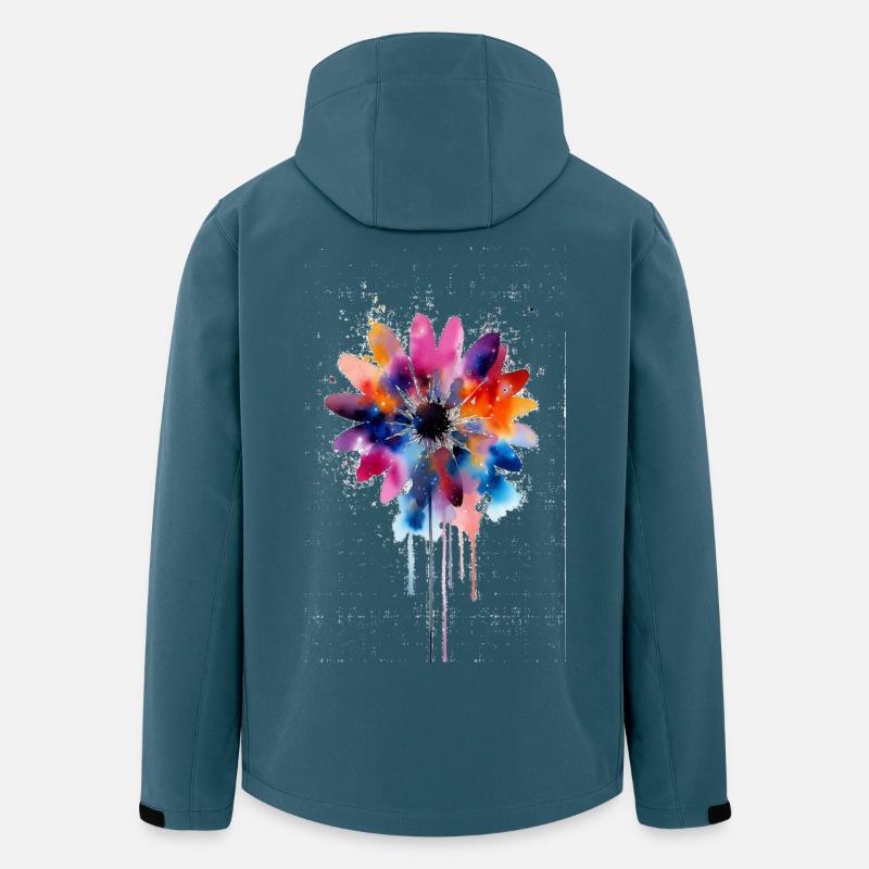 Fleur aquarelle marguerite - Veste softshell homme en polyester recyclé Stanley/Stella - bleu pétrole foncé