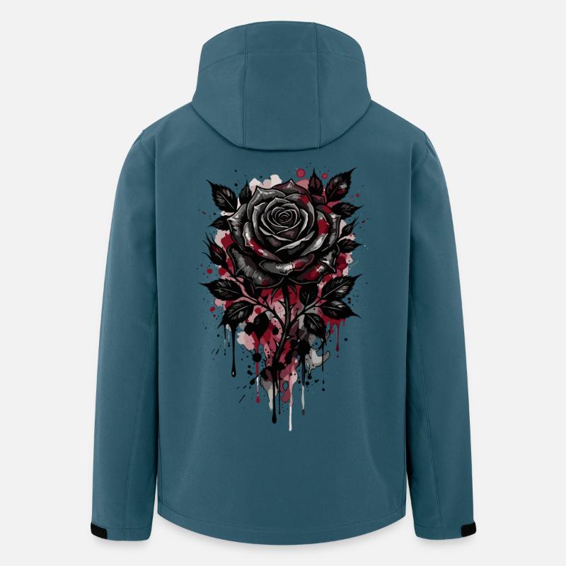 Rose, Schwarze Rose, Rose & Blumen - Recycelte Männer Softshell-Jacke von Stanley/Stella - Dunkles Petrol