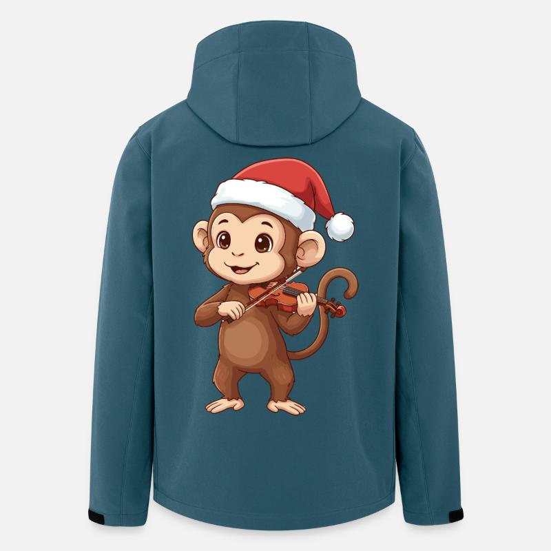 Weihnachtsaffe spielt Geigenkunst - Recycelte Männer Softshell-Jacke von Stanley/Stella - Dunkles Petrol