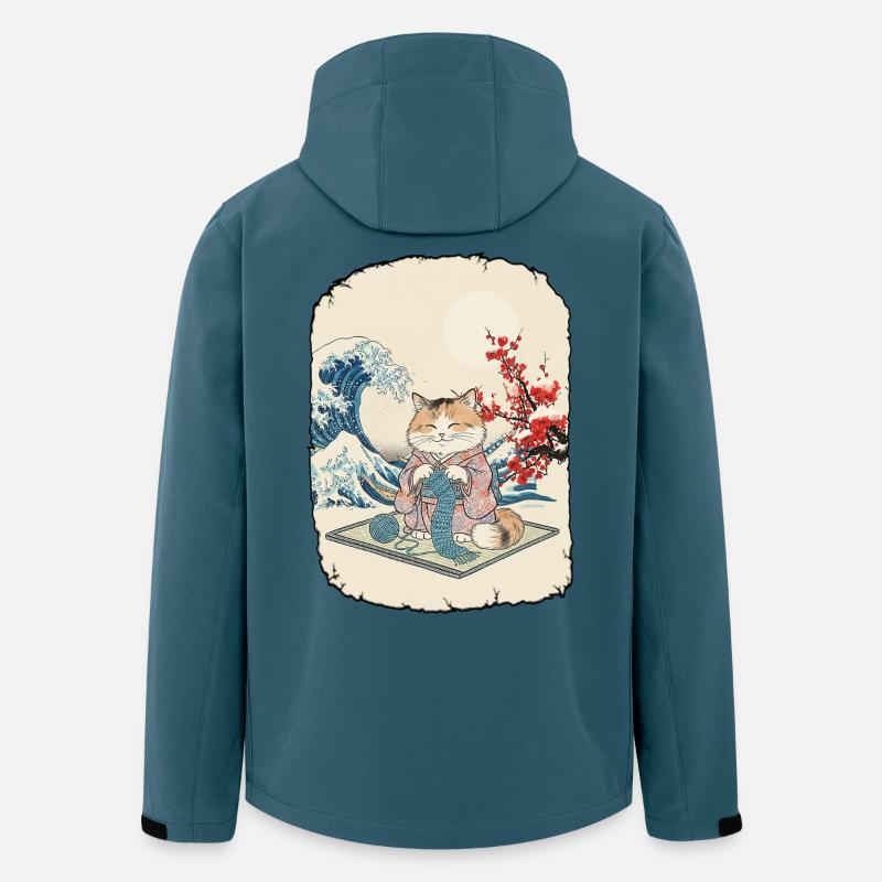 Katze Häkelt Kawai Anime - Recycelte Männer Softshell-Jacke von Stanley/Stella - Dunkles Petrol