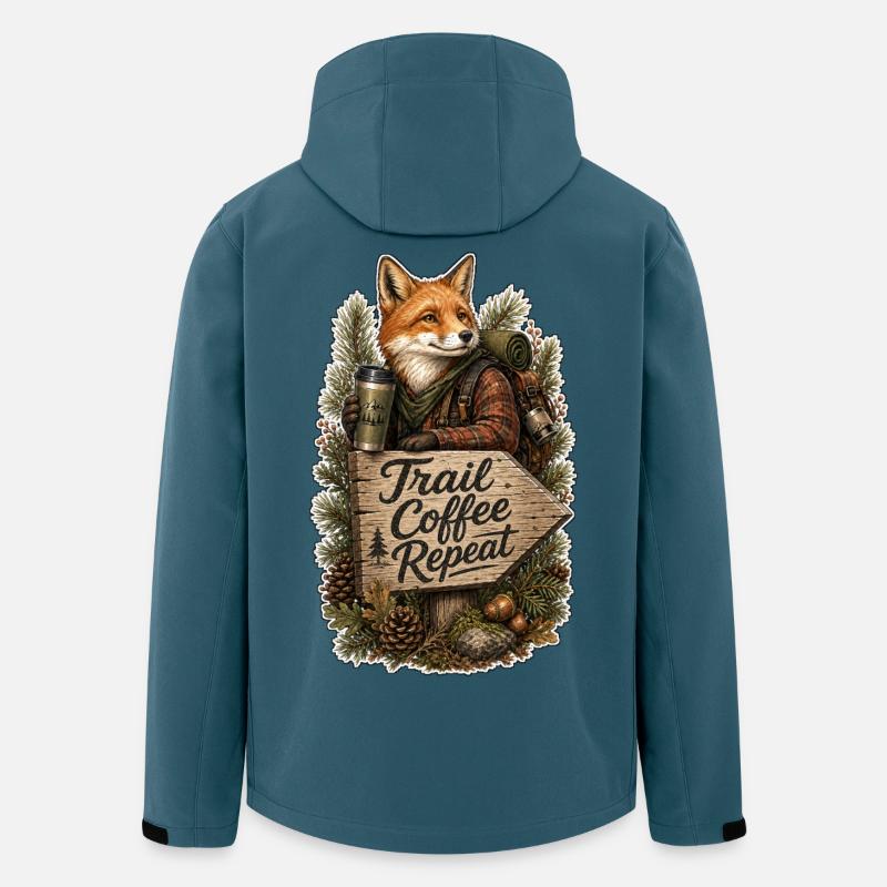Trail Coffee Repeat Fuchs - Recycelte Männer Softshell-Jacke von Stanley/Stella - Dunkles Petrol
