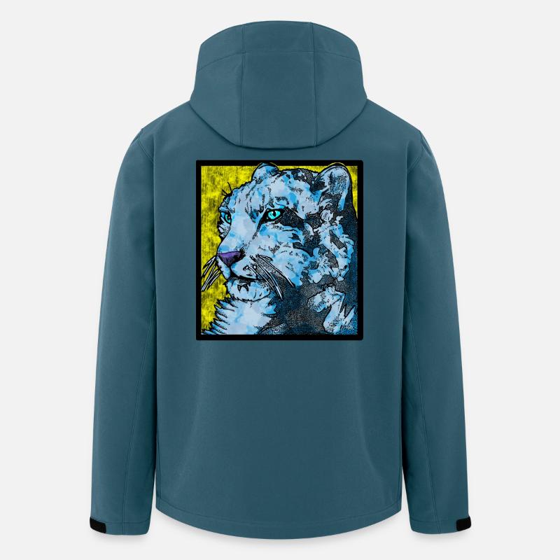 Schneeleopard nah (Bunt) - Recycelte Männer Softshell-Jacke von Stanley/Stella - Dunkles Petrol