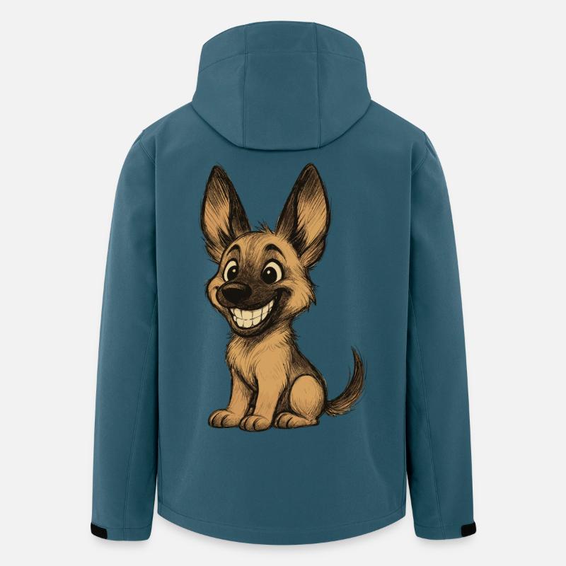 Lustiger Malinois Welpe Cartoon Süßer Schäferhund - Recycelte Männer Softshell-Jacke von Stanley/Stella - Dunkles Petrol