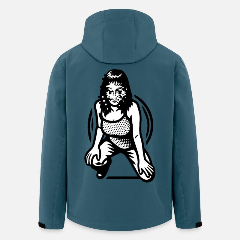 HACKERJENTE - svart og hvitt - Softshelljakke herre i resirkulert polyester Stanley/Stella - mørk petroleum