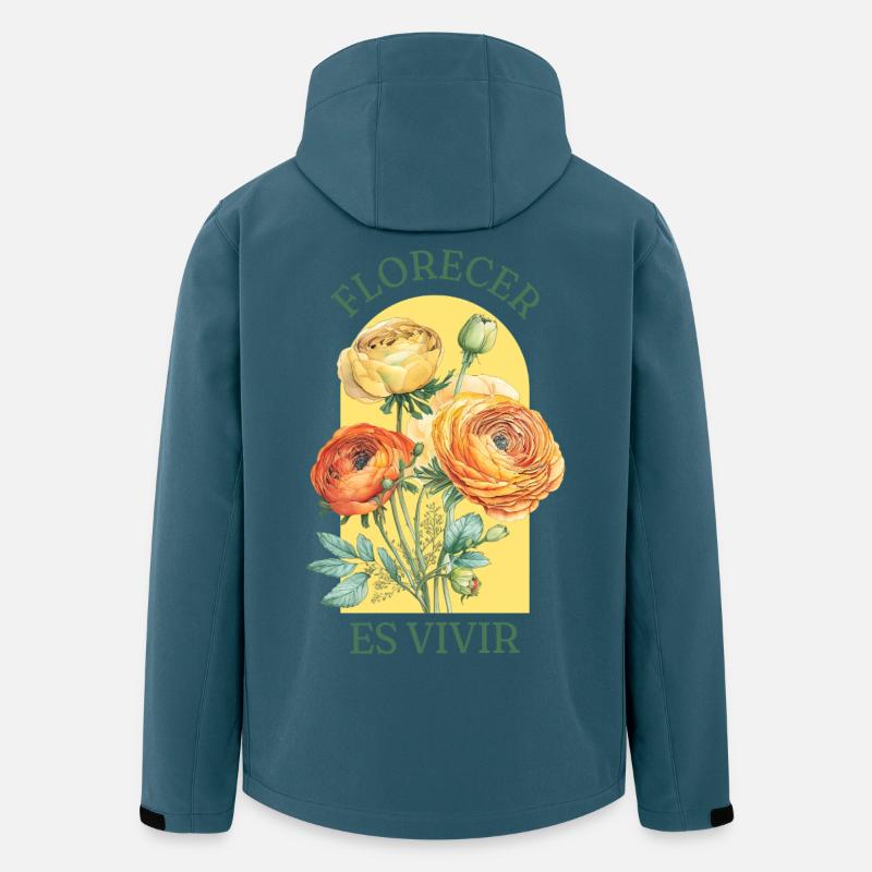 Florale Ranunkeln - Recycelte Männer Softshell-Jacke von Stanley/Stella - Dunkles Petrol