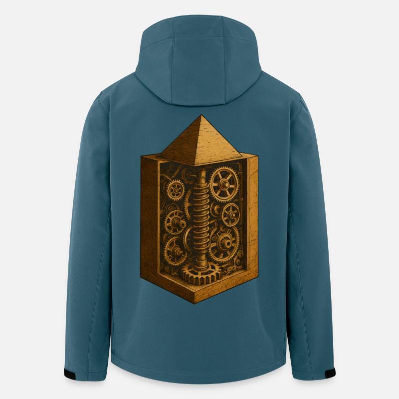 Pyramide von Chephren | Antike Getriebemechanik-Kunst - Recycelte Männer Softshell-Jacke von Stanley/Stella - Dunkles Petrol