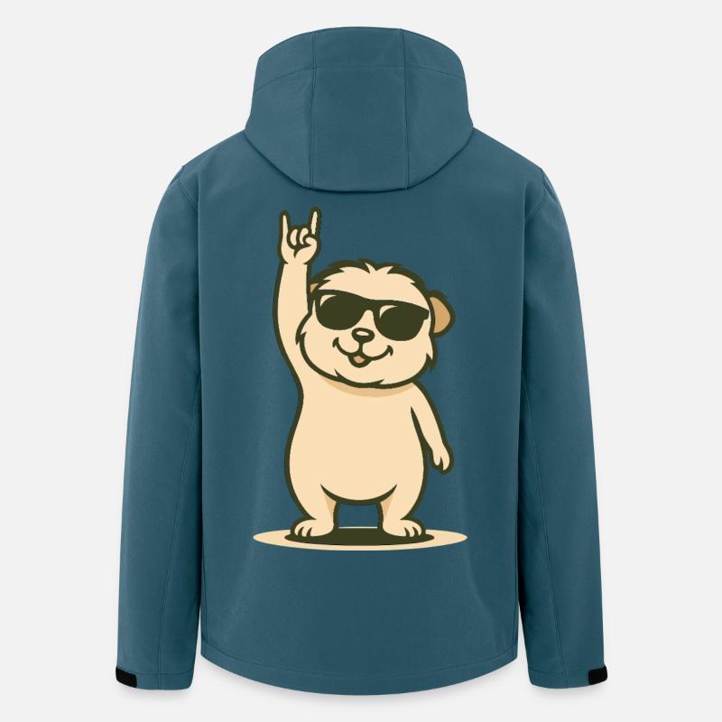 Cochon d’Inde Rock’n’Roll - Veste softshell homme en polyester recyclé Stanley/Stella - bleu pétrole foncé