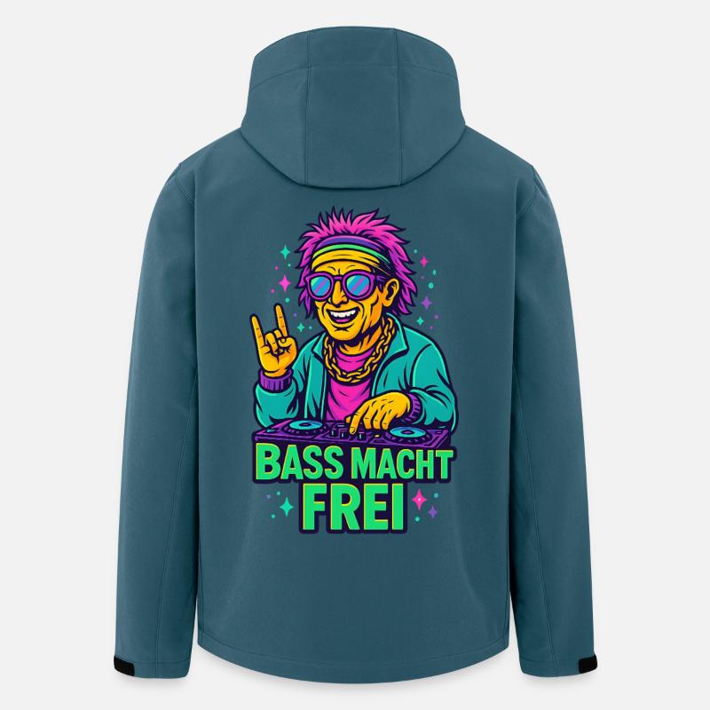 Techno Rave Spruch Bass macht frei EDM - Recycelte Männer Softshell-Jacke von Stanley/Stella - Dunkles Petrol