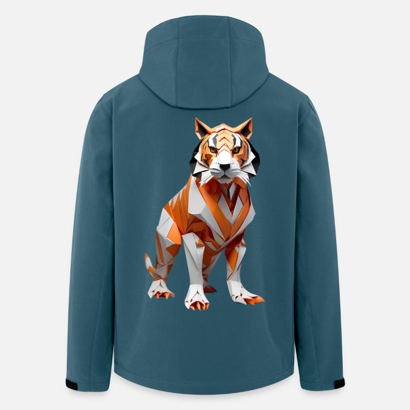 Geometrischer Low-Poly Tiger - Recycelte Männer Softshell-Jacke von Stanley/Stella - Dunkles Petrol