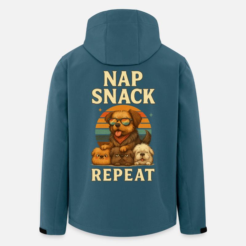 Nap Snack Repeat: Hunde Sunset - Recycelte Männer Softshell-Jacke von Stanley/Stella - Dunkles Petrol